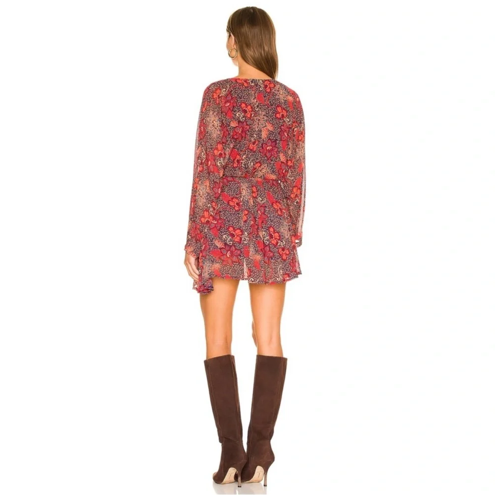 Free People Teegan Mini Dress in Peach Combo - Picture 3 of 9